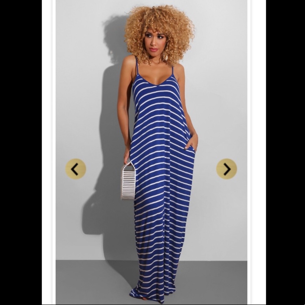 Blue Striped Maxi Dress 💙🤍